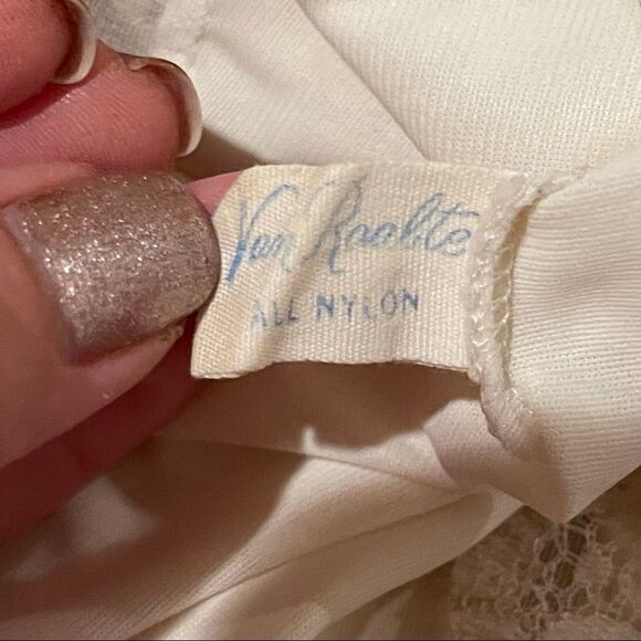 Vintage 50’s 60’s Van Raalte Suavatte Ivory Lace Slip Dress Sz 32 - Picture 7 of 14